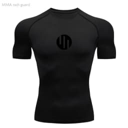 Men's T-shirt Fitness Compression Shirt Quick Dry Short Sleeve Gym Muscle Shirt Breathable White Black Sun protection Sportswear