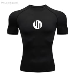 Men's T-shirt Fitness Compression Shirt Quick Dry Short Sleeve Gym Muscle Shirt Breathable White Black Sun protection Sportswear