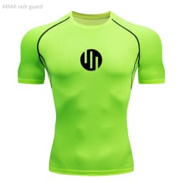 Men's T-shirt Fitness Compression Shirt Quick Dry Short Sleeve Gym Muscle Shirt Breathable White Black Sun protection Sportswear