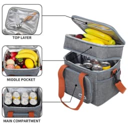 1PC Double Layer Lunch Bag Large Capacity Thermal Insulation Lunch Bags Leakproof Cooler Tote For Men Women Work Picnic School
