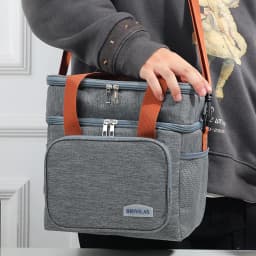 1PC Double Layer Lunch Bag Large Capacity Thermal Insulation Lunch Bags Leakproof Cooler Tote For Men Women Work Picnic School