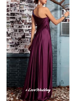 2025 One Shoulder Evening Dresses Solid Color Bridesmaid Dress A Line Floor Length Ruched Zipper Wedding Party Dress Customized