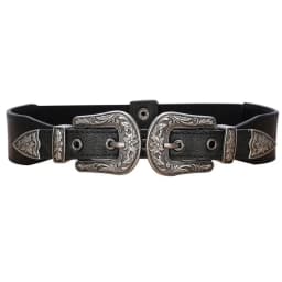 Cool Belt for Women Carved Floral Buckle Retro Fashion Elastic Waistband