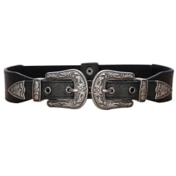 Cool Belt for Women Carved Floral Buckle Retro Fashion Elastic Waistband