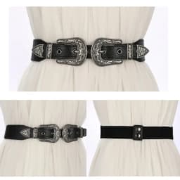 Cool Belt for Women Carved Floral Buckle Retro Fashion Elastic Waistband