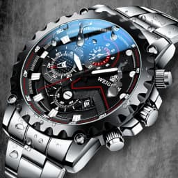 Men's Watch Black Warrior Authentic Trendy Stainless Steel Waterproof Luminous Calendar Male Fashion Quartz Clock Watches Gift