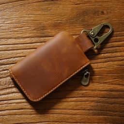 Multi-Functional Leather Coin Purse with Keychain Ring Key Holder Wallet with Carabiner Hook for Coins, Keys & Cards Mini Purse