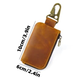 Multi-Functional Leather Coin Purse with Keychain Ring Key Holder Wallet with Carabiner Hook for Coins, Keys & Cards Mini Purse