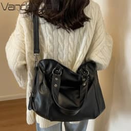 Women's Large Capacity Shoulder Casual Tote Bag Laptop Roomy Handbag Soft Leather Crossbody Business Black Big Bag A4 Sac A Main