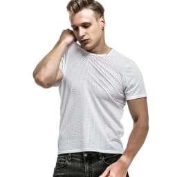 Ice mesh eye T-shirt Men's mesh breathable mesh hollow sports fitness summer quick dry loose V-neck tide mesh short sleeve