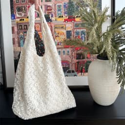 Elegant Sweet Daisy Flower Shoulder Bag Nylon Pastoral Style Bohemian Handbag Underarm Bag Lightweight Beach Bag Girls