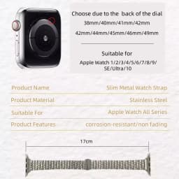 Slim Stainless Steel Strap for Apple Watch Ultra 49mm Compatible with Series 9 8 76 SE 543Metal Bracelet 38/42mm 40/44mm 41/45mm