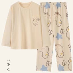 Spring and Autumn New Women's Pajamas Homewear Suit Girls Thin Section Long-Sleeved Students Big Yards Cartoon Loose Pajamas