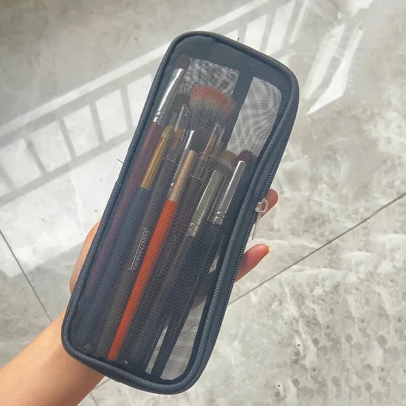 Outdoor beach bag nylon mesh cosmetic bag female makeup brush storage bag cosmetic bag mesh transparent breathable portable