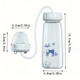 8oz/240ml Normal-Neck Baby Bottle with Straw Brush,Hands-Free PP Feeding Bottle Set-Makes Feeding Easy
