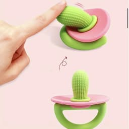 Silicone Teether Ring, Pacifier Type Teething Tool, Soft Molar Stick with Massage Dot