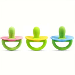 Silicone Teether Ring, Pacifier Type Teething Tool, Soft Molar Stick with Massage Dot