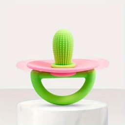 Silicone Teether Ring, Pacifier Type Teething Tool, Soft Molar Stick with Massage Dot