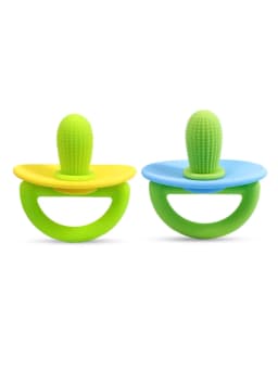 Silicone Teether Ring, Pacifier Type Teething Tool, Soft Molar Stick with Massage Dot