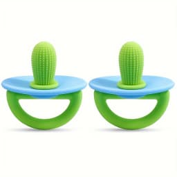 Silicone Teether Ring, Pacifier Type Teething Tool, Soft Molar Stick with Massage Dot