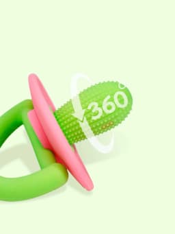 Silicone Teether Ring, Pacifier Type Teething Tool, Soft Molar Stick with Massage Dot