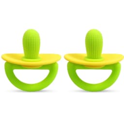 Silicone Teether Ring, Pacifier Type Teething Tool, Soft Molar Stick with Massage Dot
