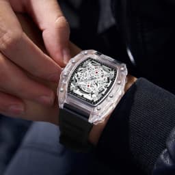 UTHAI BK134 Fashionable Men Watch Barrel Shaped Transparent Waterproof Quartz Watch Sports Clock Gift Watches for Man