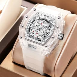 UTHAI BK134 Fashionable Men Watch Barrel Shaped Transparent Waterproof Quartz Watch Sports Clock Gift Watches for Man