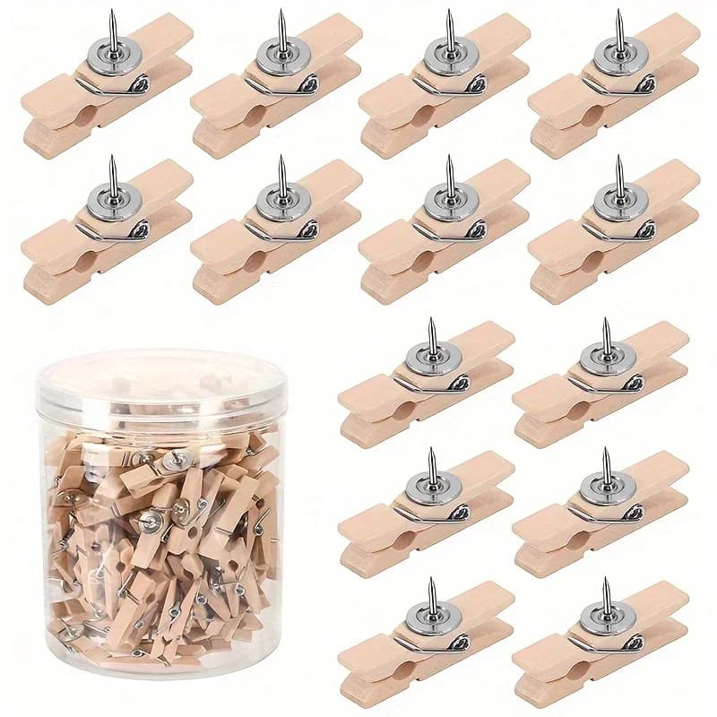 50Pcs/Box Pushpin Wooden Shelf Suit Transparent Easy to Store Carry Multi-Purpose Suitable Handicraft Decoration Accessories