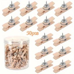 50Pcs/Box Pushpin Wooden Shelf Suit Transparent Easy to Store Carry Multi-Purpose Suitable Handicraft Decoration Accessories