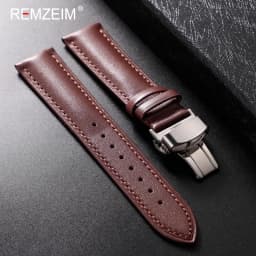 Leather Watchband 18mm 20mm 22mm Men's and Women's Replacement Casual Strap With Automatic Butterfly Clasp Watch Strap