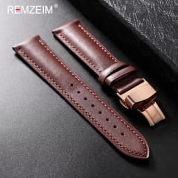 Leather Watchband 18mm 20mm 22mm Men's and Women's Replacement Casual Strap With Automatic Butterfly Clasp Watch Strap