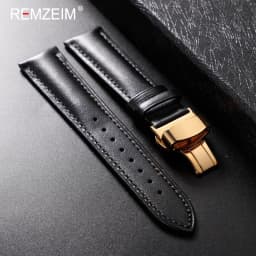 Leather Watchband 18mm 20mm 22mm Men's and Women's Replacement Casual Strap With Automatic Butterfly Clasp Watch Strap
