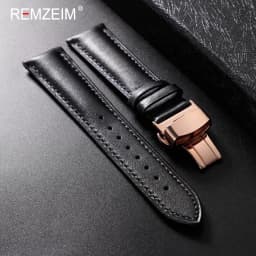 Leather Watchband 18mm 20mm 22mm Men's and Women's Replacement Casual Strap With Automatic Butterfly Clasp Watch Strap