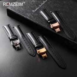 Leather Watchband 18mm 20mm 22mm Men's and Women's Replacement Casual Strap With Automatic Butterfly Clasp Watch Strap