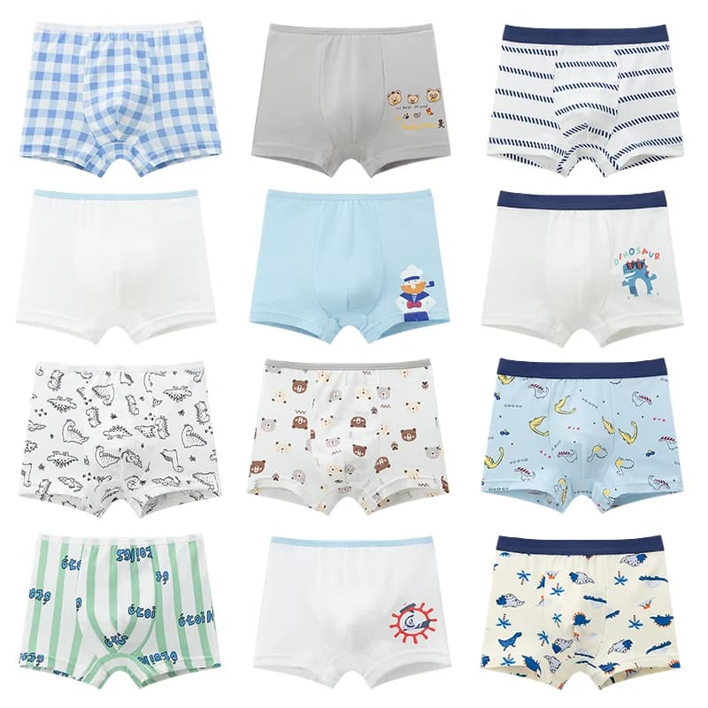 4 Pcs Boy Fun Printed Cute Underwear Simple Student Comfortable Shorts Loose Breathable Multicolor Mix And Match Children Boxes