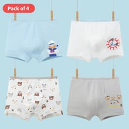 4 Pcs Boy Fun Printed Cute Underwear Simple Student Comfortable Shorts Loose Breathable Multicolor Mix And Match Children Boxes