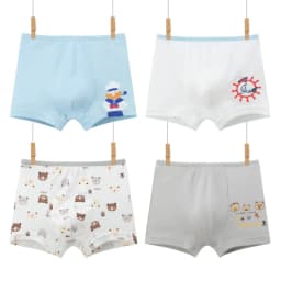 4 Pcs Boy Fun Printed Cute Underwear Simple Student Comfortable Shorts Loose Breathable Multicolor Mix And Match Children Boxes