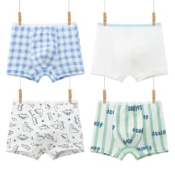 4 Pcs Boy Fun Printed Cute Underwear Simple Student Comfortable Shorts Loose Breathable Multicolor Mix And Match Children Boxes