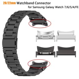 A Pair 20mm 22mm No Gaps Connector for Samsung Galaxy Watch 7 6 5 4 40/44mm Stainless Steel Adapter for 5Pro 6/4 Classic 43/47mm