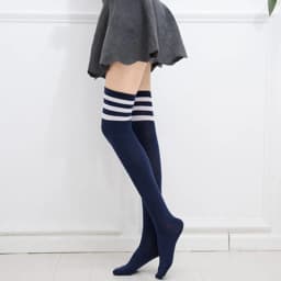 1/2/3 Pairs Women's Black White Striped over Knee Long Socks Sexy Thigh High Soft Tube Stockings for Ladies Girls