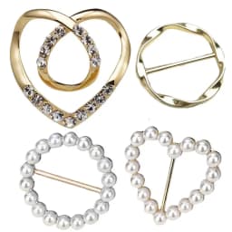4pcs Metal Ring Waist Button Scarf Button Fashion Corner Hem Waist Knotted Brooches Women T-shirt Fixed Buckle Girl Decor