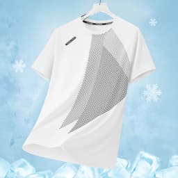 Men's Summer Ice Silk Quick Dry Round Neck Short Sleeve T-Shirt Fashionable Striped Casual Outdoor Sports Running Top