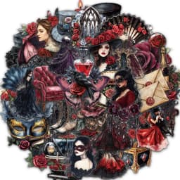 50PCS Masked Ball Graffiti Stickers Scrapbooking Collage Material Decoration Dance Party Guitar Mobile DIY Waterproof Stickers