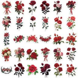 50PCS Retro Red Rose Graffiti Stickers for Mobile Laptop Water Cup Plate Scrapbook Personalized Decorative Stickers