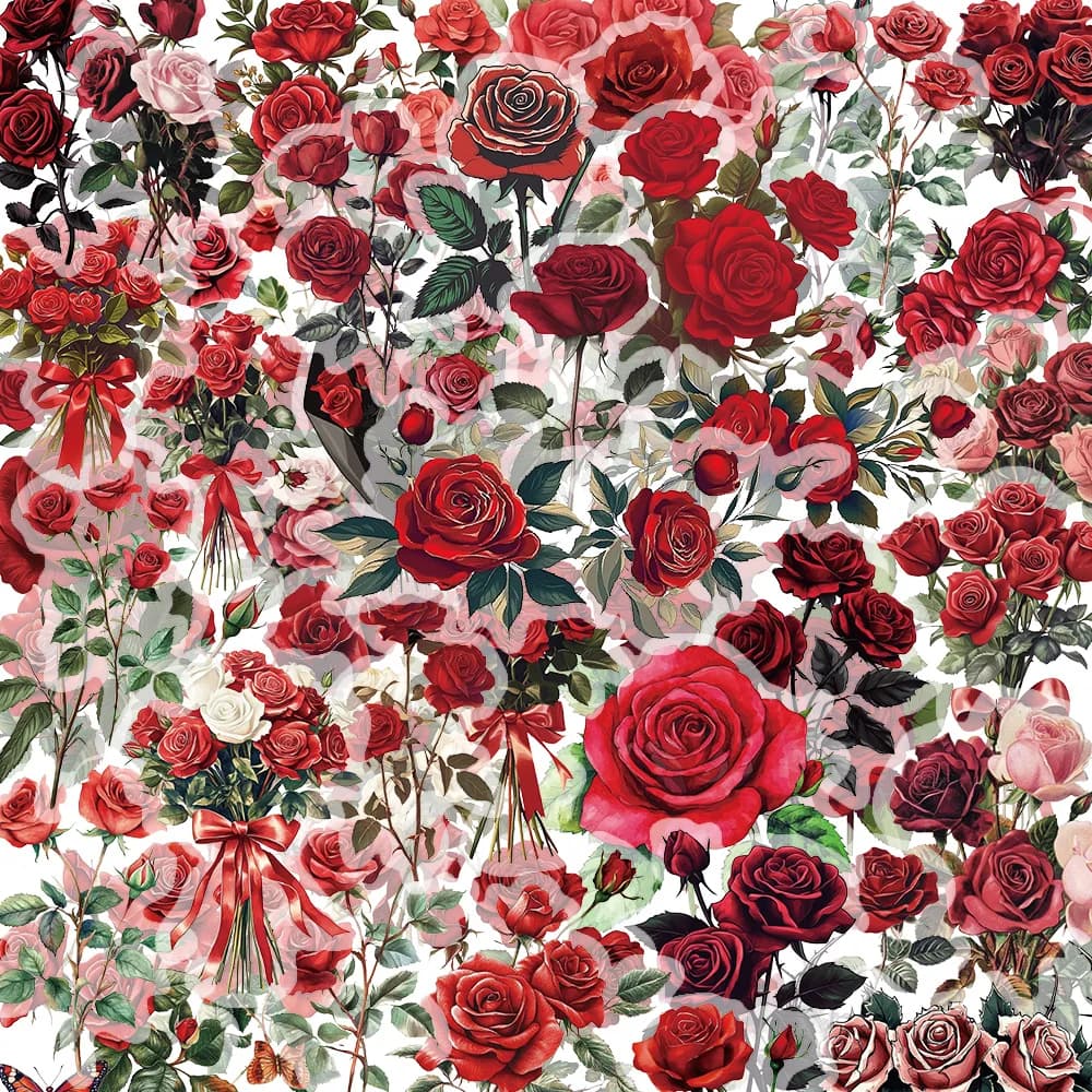 50PCS Retro Red Rose Graffiti Stickers for Mobile Laptop Water Cup Plate Scrapbook Personalized Decorative Stickers