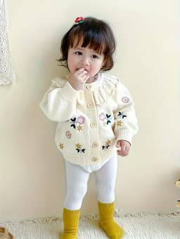 Autumn and Winter Baby Knitted Cardigan Baby Girl Tops Toddler Winter Baby Style Warm Sweater