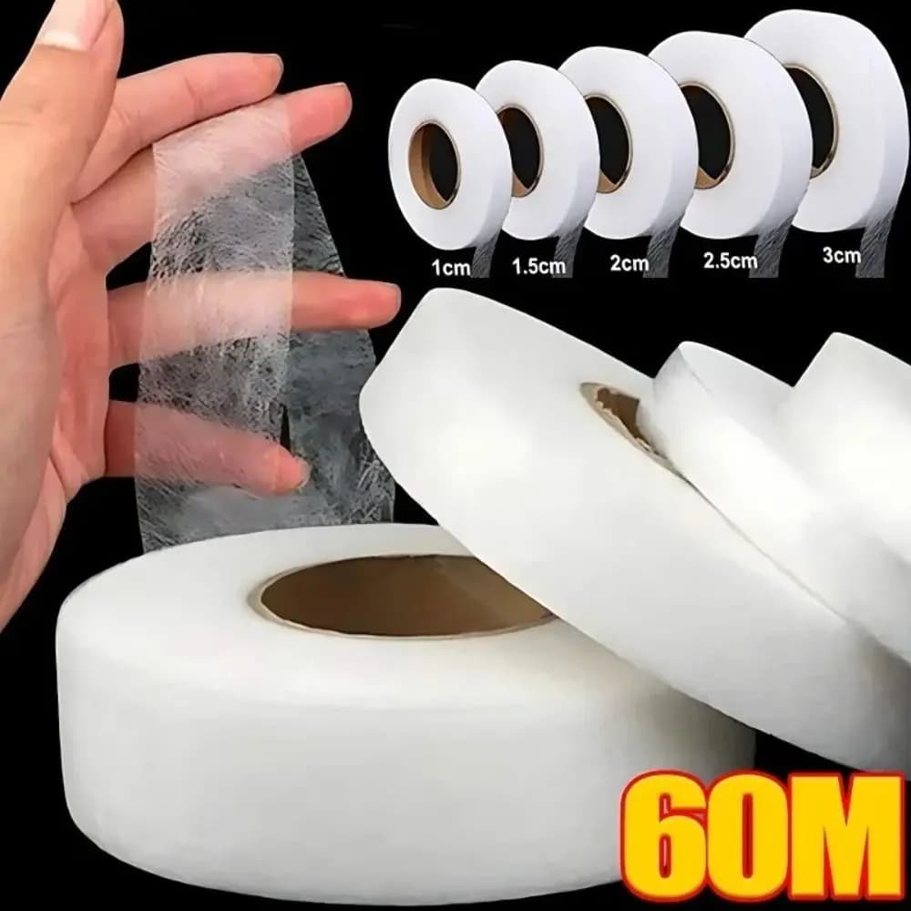 60M Interlining Adhesive Tape Double-sided Non-woven Clothes Ironing Hem Tapes DIY Sewing Interlining for Shorten Repair Pants