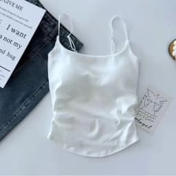 New Women Tank Tops Summer Solid Color Built-In Bra Camisole Casual Slim Sleeveless Folds Tank Tops Women Basic Sports Vest