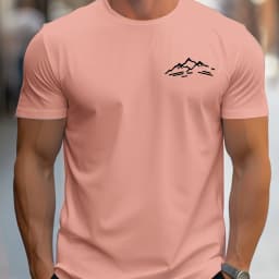 Men's Summer 100 Cotton Fashionable Casual Sports Loose Plus Size Mountain Pattern Printed Round Neck Short Sleeved T-Shirt